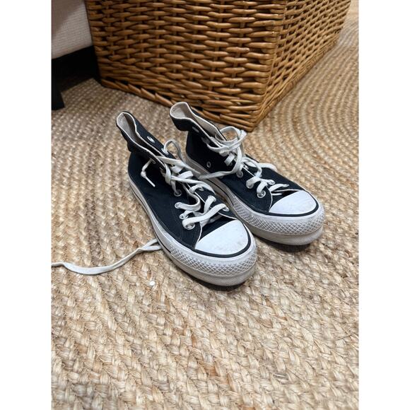 Platform high top converse in black womens size 5 - Picture 5 of 6